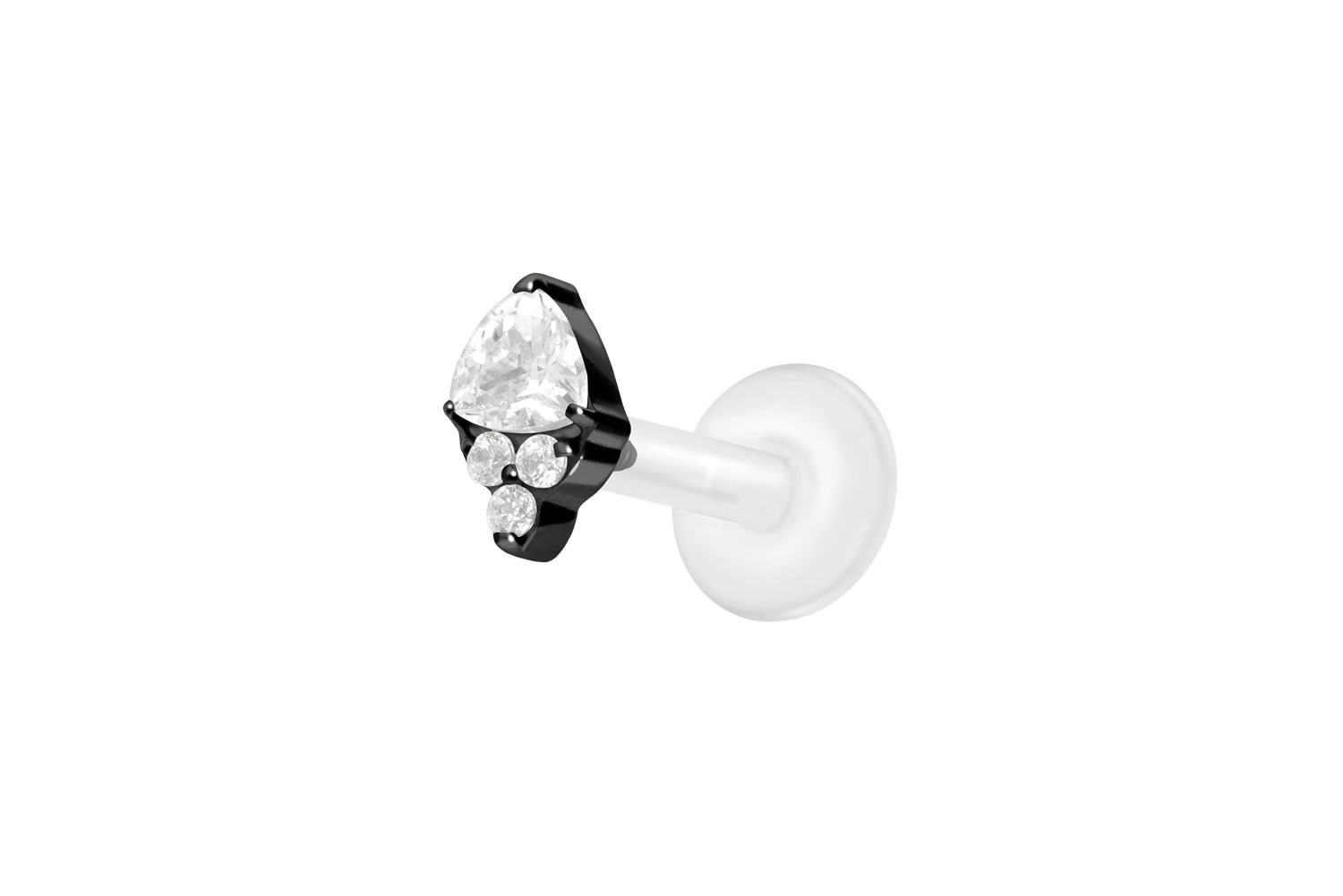 PTFE Labret Piercing mit Innengewinde + Titan-Aufsatz EINGEFASSTE KRISTALLE